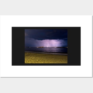 Lightning over Nahant from Revere Beach Revere MA Posters and Art